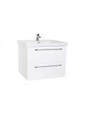 Set mobilier baie suspendat, cu lavoar ceramic, GN0541, front MDF, 60 cm, 2 sertare, glisiere soft close, alb