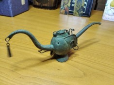 ANTIQUE ASIAN PEACOCK FORM SILVER PAKTONG O PIUM PIPE 1 foto
