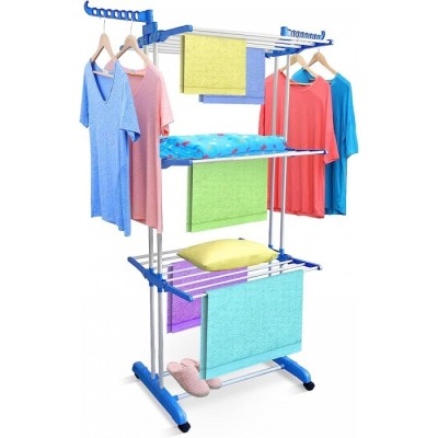 Uscator Mare de Haine pe Roti, 3 Etaje, Multifunctional, Usor de Depozitat si Mutat foto