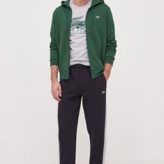 Lacoste bluza barbati, culoarea verde, cu glugă, neted