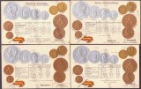 4291 - SPANIA, Carti Postale EMBOSATE, cu monede - 9 buc. diferite