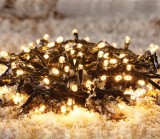 Instalatie brad Craciun, Hoff, 180 LED-uri albe cu lumina calda, 17.9 metri, controler, interior / exterior, alimentare baterii