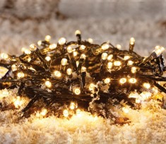 Instalatie brad Craciun, Hoff, 180 LED-uri albe cu lumina calda, 17.9 metri, controler, interior / exterior, alimentare baterii