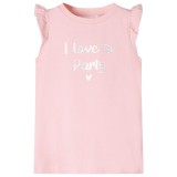 Tricou pentru copii cu m&acirc;neci cu volane, roz pal, 92