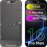 Cumpara ieftin Display cu Touchscreen ZY pentru Apple iPhone 16 Pro Max, cu Rama, Versiune LCD In-Cell IC Movable, Negru