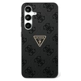 Husa pentru samsung galaxy s25 - guess leather grained hot stamp 4g triangle metal - black