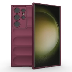 Husa pentru samsung galaxy s23 ultra, antisoc, margini cu striatii, design minimalist, bordeaux foto