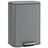 HOMCOM Coș de gunoi dreptunghiular cu pedală 30L, cu găleată interioară detașabilă, &icirc;nchidere silențioasă, m&acirc;ner, gri &icirc;nchis | Aosom Romania