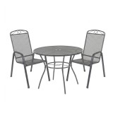 Set mobilier gradina Viva Balcony, 1 masa rotunda si 2 scaune, otel antracit, rezistent intemperii