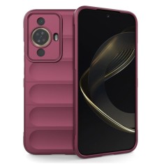 Husa pentru huawei nova 11 / nova 12s, antisoc, margini striatii, magic shield, bordeaux foto