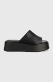 Vagabond Shoemakers slapi de piele Courtney femei, culoarea negru, cu platforma