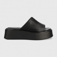 Vagabond Shoemakers slapi de piele Courtney femei, culoarea negru, cu platforma