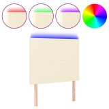 Cumpara ieftin Tablie de pat cu LED, crem, 100x5x118/128 cm, piele ecologica
