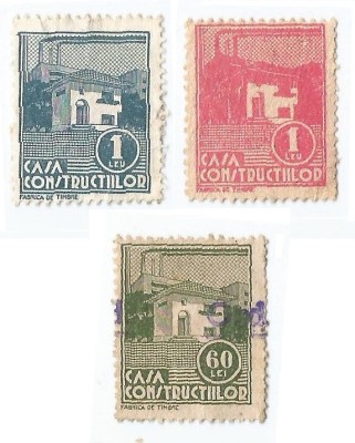 *Romania, lot 1096 cu 3 timbre fiscale de asigurari, 1939-1947, oblit./NG foto