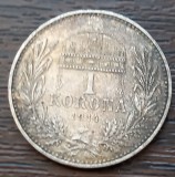 (A1011) MONEDA DIN ARGINT UNGARIA - 1 KORONA 1914 COROANA, FRANZ JOSEPH, PATINA SUPERBA, Europa