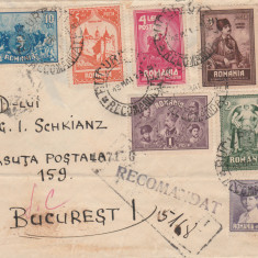 1929 Romania - Plic circulat cu seria completa 10 ani de la Unirea Transilvaniei