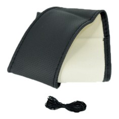 , Husa volan imitatie piele K95LUX extra lata 12.5cm marimea XXL cu ac si ata culoare negru