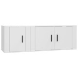 Set dulap TV, 2 piese, alb, lemn prelucrat