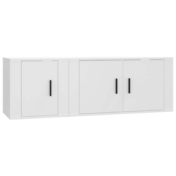 Set dulap TV, 2 piese, alb, lemn prelucrat