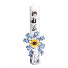 Lumanare botez pentru baietel, decorata traditional, Denikos&reg; 668