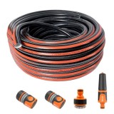 Furtun de gradina, 4 straturi, flexibil, ranforsat, 3/4, 25 m, cuple, adaptor, duza stropit, Richmann Exclusive