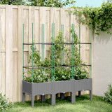 Jardiniera de gradina cu spalier gri deschis 120x40x142,5 cm PP GartenMobel Dekor, vidaXL