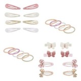 Set Accesorii Par pentru Copii, 26 buc, Clame cu Fluturi si Fundite, Elastice Lurex, CMCLASS