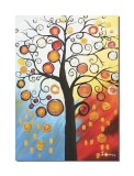 Cumpara ieftin Tablou pictat manual living, dormitor, Copacul vietii 4, bucurie, 70x50cm ulei pe panza in relief cu efect 3D