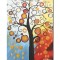 Tablou pictat manual living, dormitor, Copacul vietii 4, bucurie, 70x50cm ulei pe panza in relief cu efect 3D