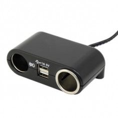 Priza auto tripla Carpoint 12V 5A cu 2 iesiri DC si una USB 5V 1A cu cablu de 1 m foto