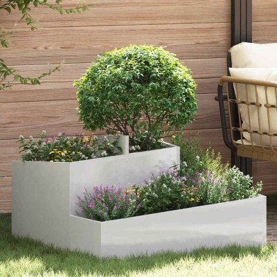 vidaXL Vază pentru Grădină Argintiu 80 x 80 x 50 cm Oțel inoxidabil 873582 foto