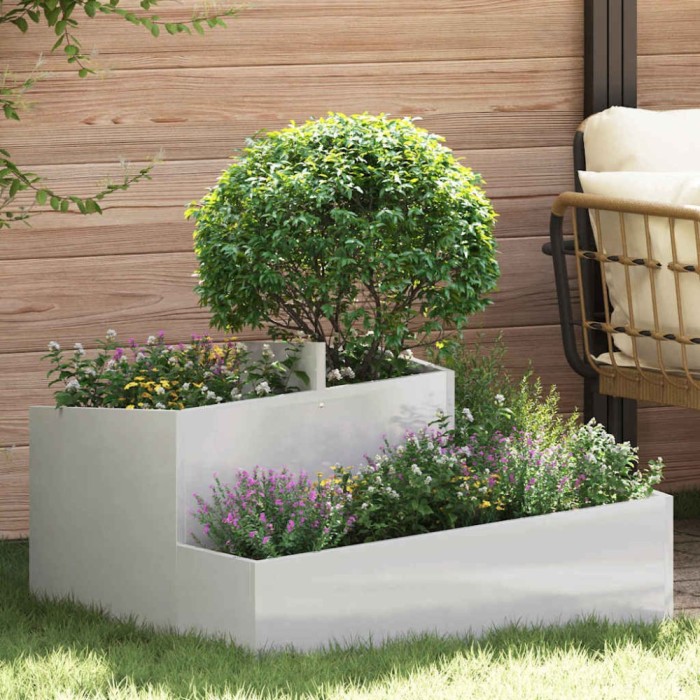 vidaXL Vază pentru Grădină Argintiu 80 x 80 x 50 cm Oțel inoxidabil 873582