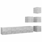Cumpara ieftin Set de dulapuri TV, 6 piese, gri beton, lemn prelucrat