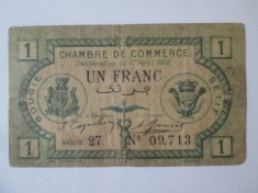 Rar! Algeria 1 Franc 1915 Bougie-Setif foto