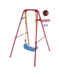Set de gradina 3in1 pentru copii Leagan cu Cos de Baschet metalic culoare Rosu