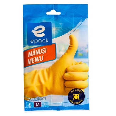 Manusi menaj Epack N2255V, latex, marimea M, galben, 1 pereche foto