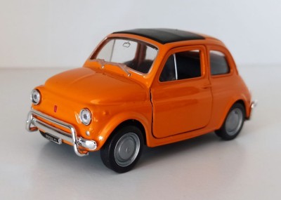 Macheta Fiat 500 1958 portocaliu - Welly 1/32 foto