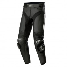 Pantaloni Moto Alpinestars Missile V3 Airflow Leather Pants, Negru/Alb, Marime 48