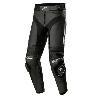Pantaloni Moto Alpinestars Missile V3 Airflow Leather Pants, Negru/Alb, Marime 56 foto