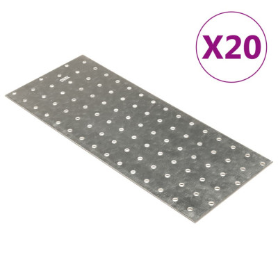 vidaXL Plăci perforate, 20 buc., 2 mm, 300x120 mm, oțel galvanizat foto