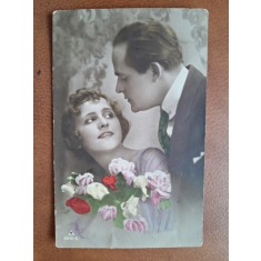 Fotografie tip carte postala, indragostiti, 1914