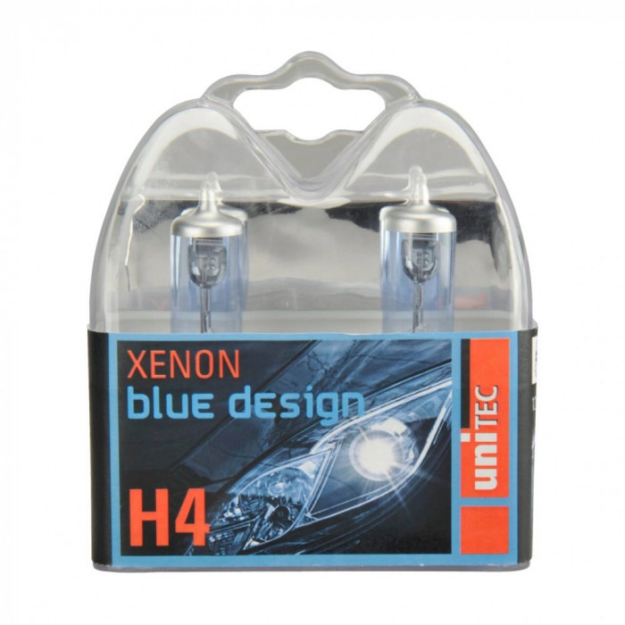 Set 2 Becuri Auto Xenon Blue Silver H4 Unitec 77773