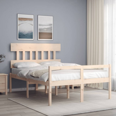 vidaXL Cadru de pat senior cu tăblie, 120x200 cm, lemn masiv foto