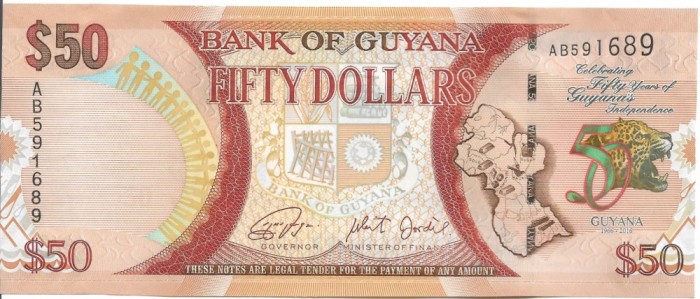 Bancnota 50 dollars 2016, UNC - Guyana