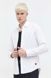 HUGO cămașă bărbați, culoarea alb, cu guler clasic, slim 50500216