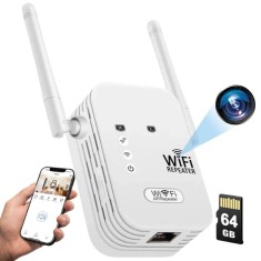 Camera Spion in Amplificator Semnal Wireless iUni RP1, 64GB, Wi-Fi, Full HD, Vizualizare Live pe telefon