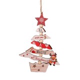 Decoratiune de craciun din lemn, flippy, cu snur pentru agatare in brad, model brad de craciun si ren, scris we wish you a merry christmas, 17x12.8x0.
