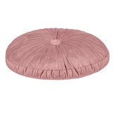 Cumpara ieftin Perna decorativa rotunda din velvet Roz, cu nasture, &Oslash;35 cm, pentru canapea