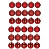 Set 30 globuri de Craciun, 6 cm, mat, sclipici, stralucitor, rosu