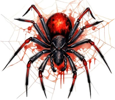 Sticker decorativ, Paianjen, Rosu-Negru, 68 cm, 1343STK-11 foto